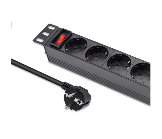 Qoltec Aluminiowa Listwa zasilająca PDU do RACK 10'' 1U 16A 4xSCH - 1257506 - zdjęcie